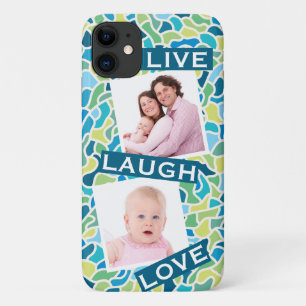 Case-Mate iPhone Case Citation photo personnalisée en mosaïque bleue ver