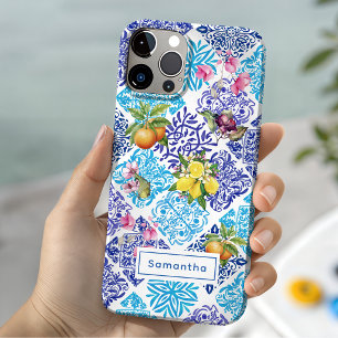 Coque Case-Mate iPhone Citron floral azulejo méditerranéen sicilien