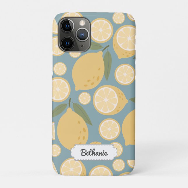 Coques Case-Mate iPhone Citron jaune personnalisable Motif sans couture (Dos)
