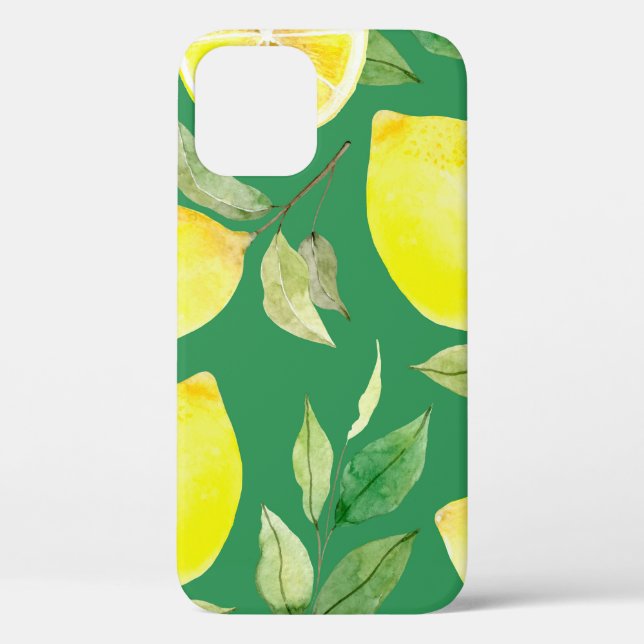 Coques Case-Mate iPhone citron, motif d'aquarelle, arrière - plan, fruit,  (Verso)