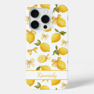 Coque Case-Mate iPhone Citrons à l'aquarelle avec rubans coquette monogra