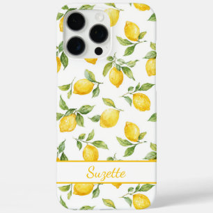 Coque iPhone 16 Pro Max Citrons aquarelle monogrammés
