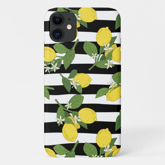 Coques Case-Mate iPhone Citrons Citrons Jaunes Rayures Noires (Dos)