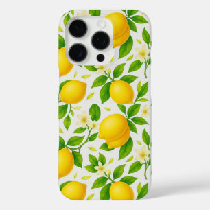 Coque iPhone 16 Pro Citrons et fleurs d'aquarelle - Citrus frais