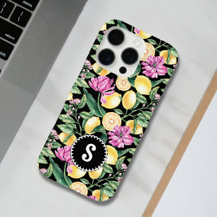 Coque iPhone 16 Pro Citrons et tulipes Motif Floral Citrus Monogramm