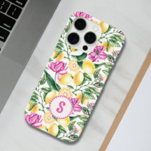 Citrons et tulipes Motif Floral | Citrus Monogramm