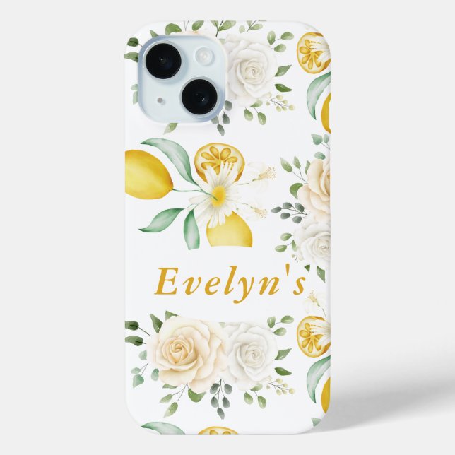 Coques Case-Mate iPhone Citrons Eucalyptus Roses Blush Douces Nom personna (Verso)