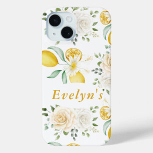 Coque Case-Mate iPhone  citrons Eucalyptus Roses Blush Nom personnalisé 