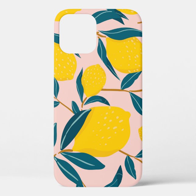 Coques Case-Mate iPhone citrons illustrés : motif transparent rose (Verso)