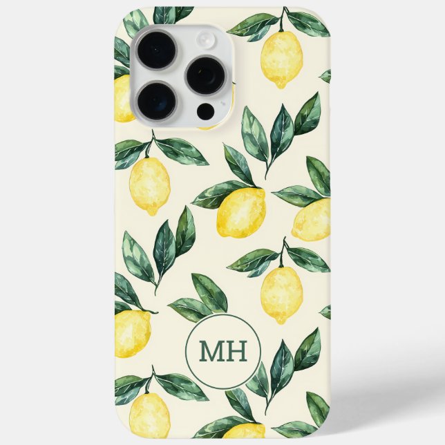 Coques Case-Mate iPhone Citrons jaunes monogrammes Initiales modernes Moti (Verso)