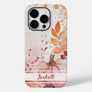 Coque Case-Mate iPhone citrouille aquarelle chute design avec nom