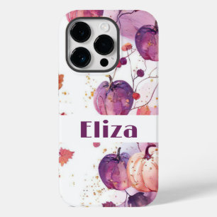Coque Case-Mate iPhone citrouille aquarelle chute design avec nom