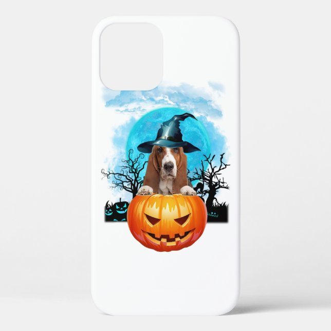 Coques Case-Mate iPhone Citrouille de la sorcière Basset de la Lune Bleue  (Verso)