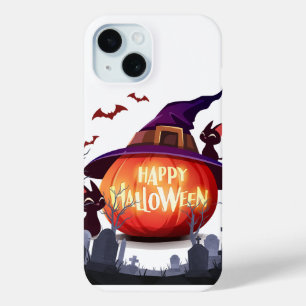 Coque Case-Mate iPhone Citrouille d'Halloween, Casquette sorcier et chats