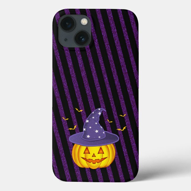 Coques Case-Mate iPhone Citrouille d'Halloween et rayures noires (Verso)