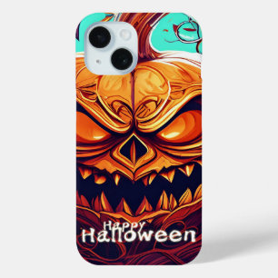 Coque Case-Mate iPhone Citrouille orange effrayant avec visage, Halloween