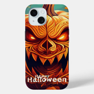 Coque Case-Mate iPhone Citrouille orange effrayant avec visage, Halloween