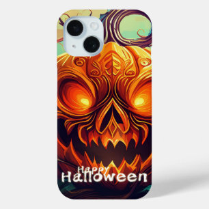 Coque Case-Mate iPhone Citrouille orange effrayante avec visage, Hallowee