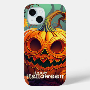 Coque Case-Mate iPhone Citrouille orange effrayante avec visage, Hallowee