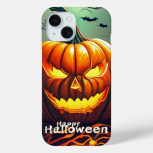 Coque Case-Mate iPhone Citrouille orange effrayante avec visage, Hallowee