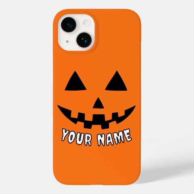 Coques Case-Mate iPhone Citrouille orange personnalisé Halloween Votre Nom (Verso)
