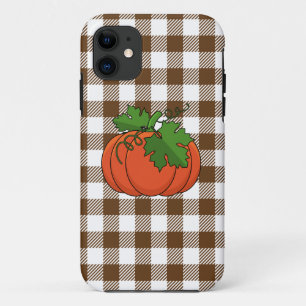 Case-Mate iPhone Case Citrouille orange sur motif à carreaux blanc marro