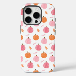 Coque iPhone 16 Pro Citrouille  rose orange Motif Feuille