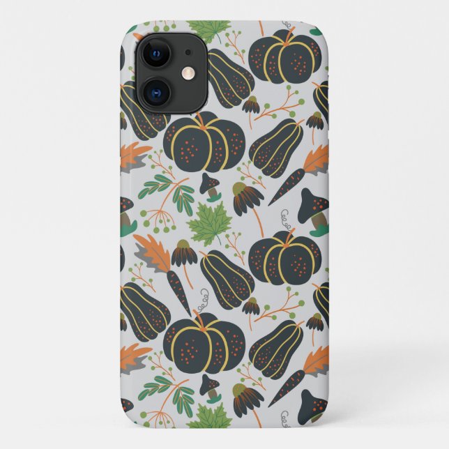 Coques Case-Mate iPhone Citrouille sans soudure carotte motif noir et blan (Dos)