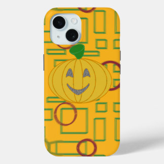 Coque Case-Mate iPhone Citrouille sur Arrière - plan géométrique