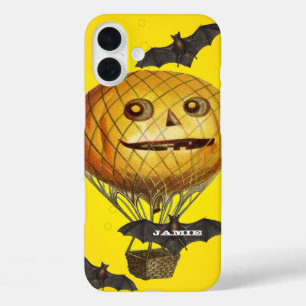 Coques iPhone 16 Plus Citrouille vintage Halloween ballon homme et chauv