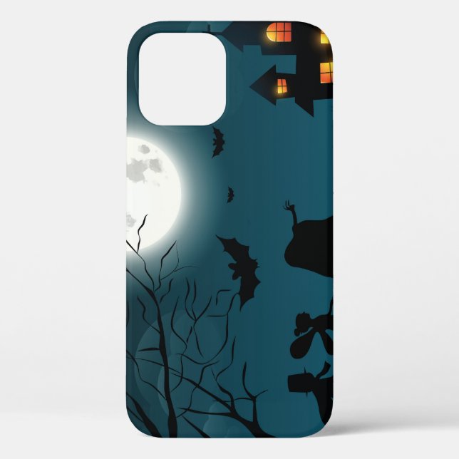Coques Case-Mate iPhone Citrouilles d'Halloween : Dark Castle Blue Moon (Verso)