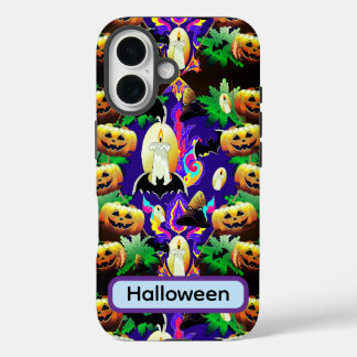 Coque Pour iPhone 16 Citrouilles effrayantes et motifs somptueux pour H