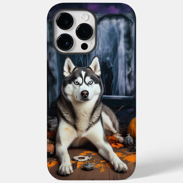 Coques Case-Mate iPhone Citrouilles Épouvantables Halloween Husky Sibérien (Verso)