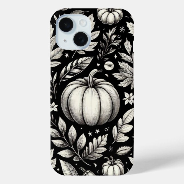 Coques Case-Mate iPhone Citrouilles noires et blanches (Verso)