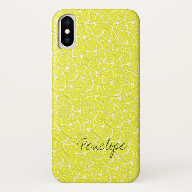 Coques Case-Mate iPhone Citrus frais à tranche de citron jaune Motif avec  (Dos)