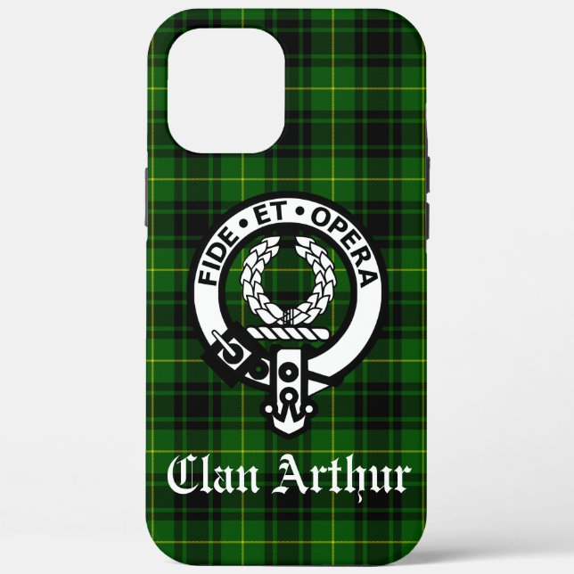 Coques Case-Mate iPhone Clan Arthur Crest Badge & Tartan (Verso)