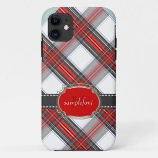 Coque Case-Mate Pour iPhone Clan PixDezines stewart tartan/rouge+gris