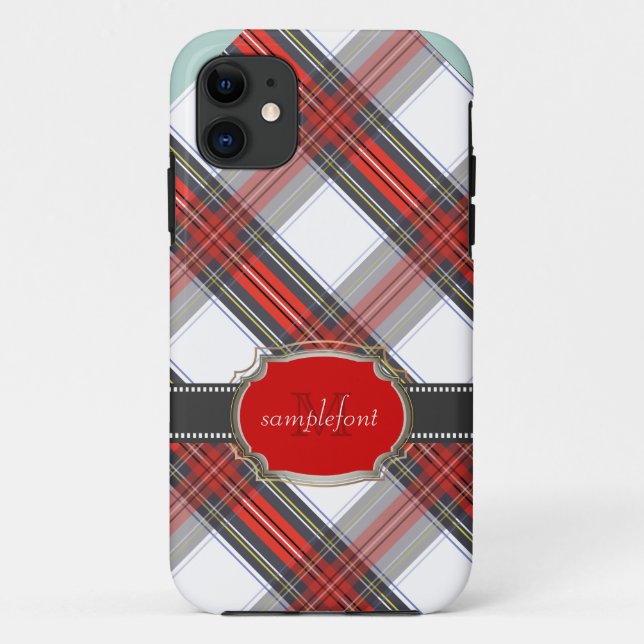 Coques Case-Mate iPhone Clan PixDezines stewart tartan/rouge+gris (Dos)