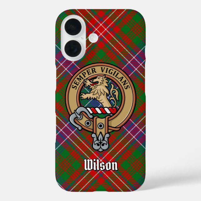 Coques Case-Mate iPhone Clan Wilson Crest sur Tartan moderne (Verso)