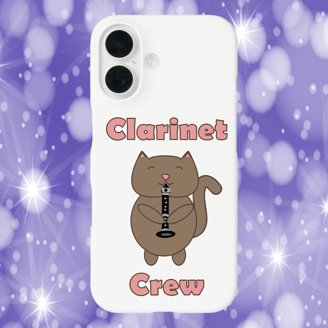 Coques Case-Mate iPhone Clarinet Crew Chat Brown rose (A phone case with a brown cat playing the clarinet and the words Clarinet Crew.)