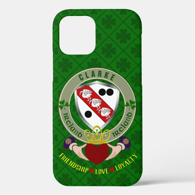 Coques Case-Mate iPhone Clarke Irish Shield & Claddagh Personnalisé (Verso)