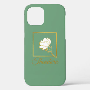 Case-Mate iPhone Case Classic Blanc Or Flower Elegant Vert Backgaund