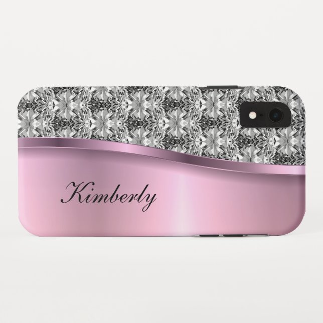 Coques Case-Mate iPhone Classic Bling Monogramme Rose Gold Design (Dos (Horizontal))