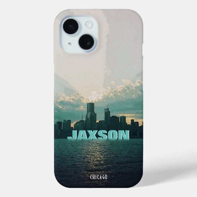 Coques Case-Mate iPhone Classic Chicago Skyline Lake Michigan (Verso)