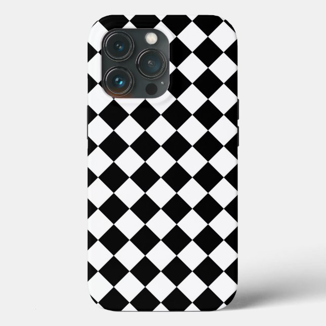 Coques Case-Mate iPhone Classic Diamond noir et blanc Checkers (Verso)