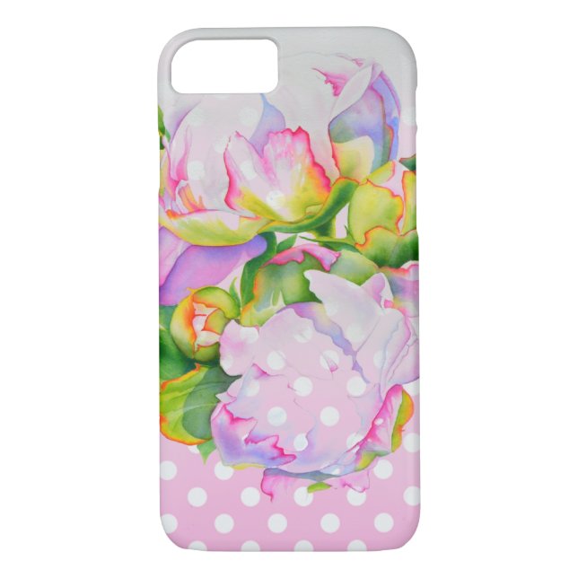 Coques Case-Mate iPhone Classic élégant rose poony à petits pois floral (Dos)