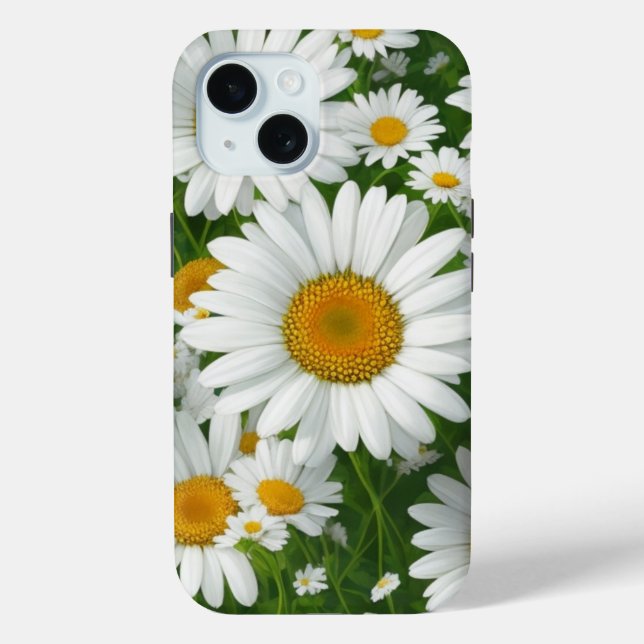 Coques Case-Mate iPhone Classic marguerite motif blanc champs fleuris verd (Verso)