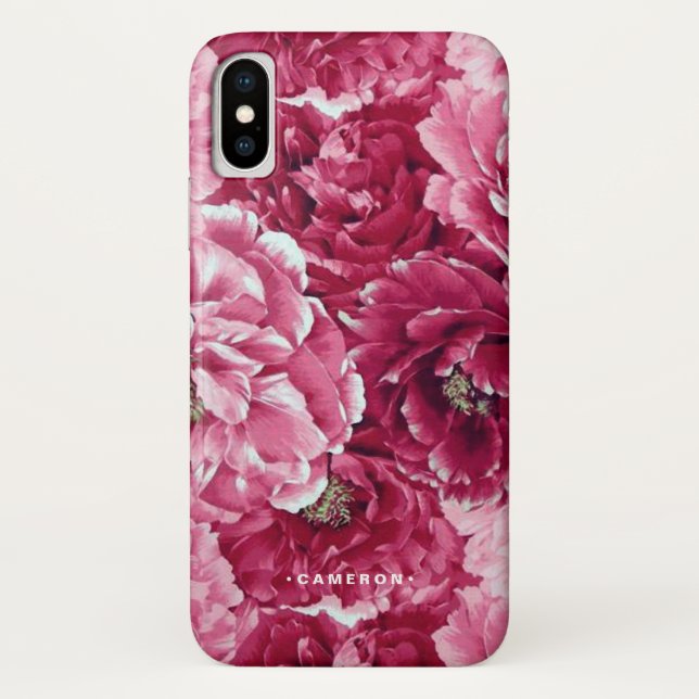 Coques Case-Mate iPhone Classic Pink Peonies Clusters Personnalisé (Dos)
