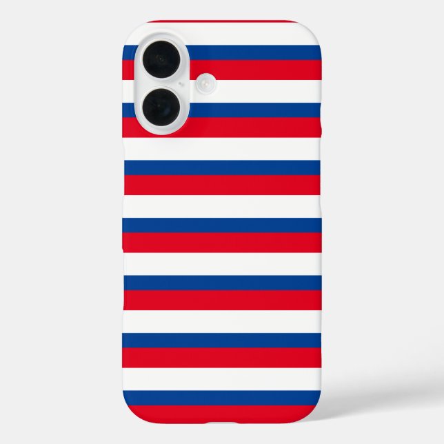 Coques Case-Mate iPhone Classic rouge, blanc et bleu rayé (Verso)