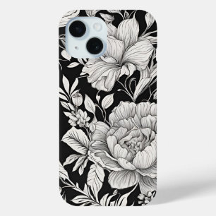 Coque Case-Mate iPhone Classique Floral Vintage Noir et Blanc
